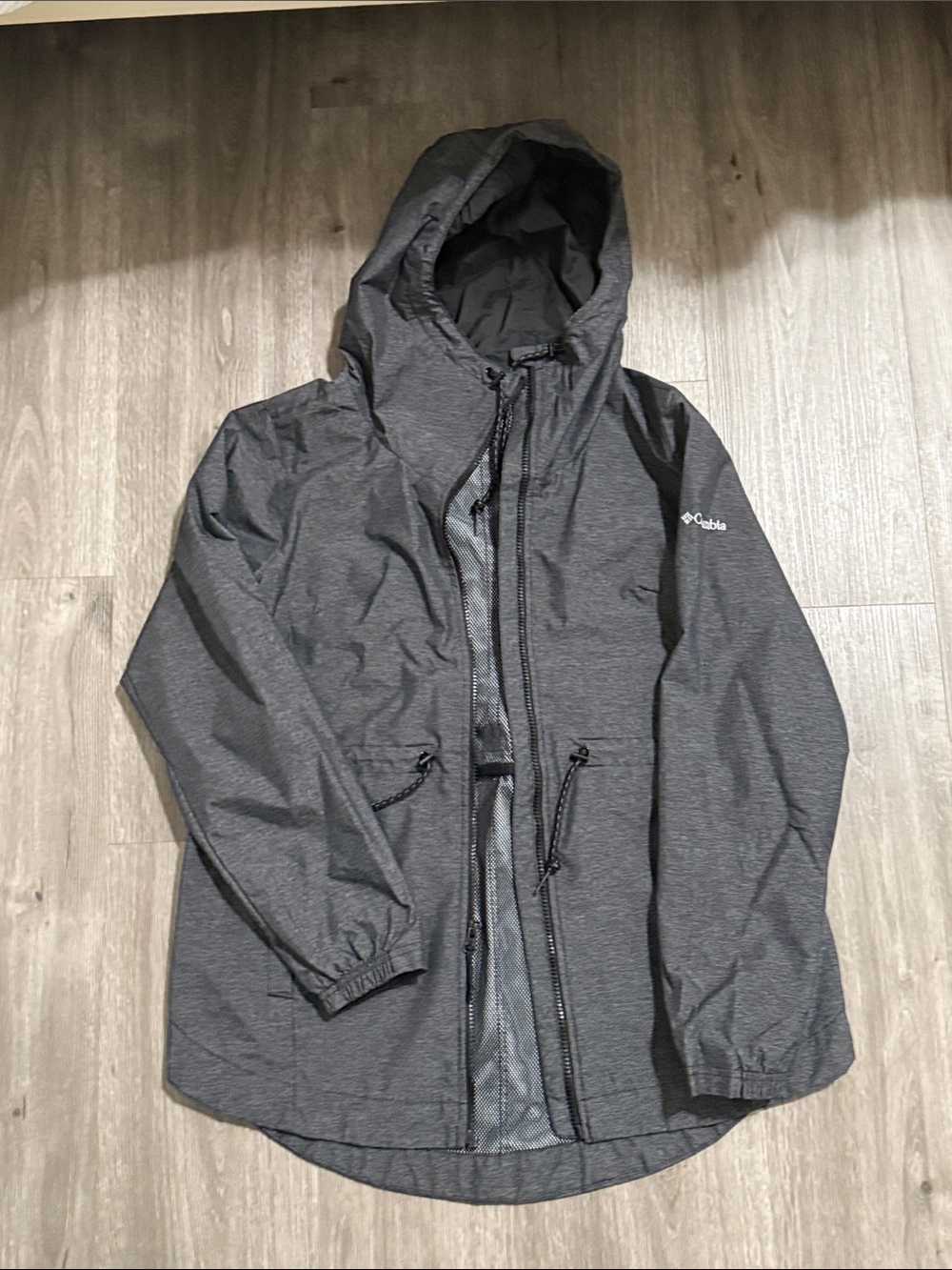 Columbia Dark Gray Hooded Rain Jacket